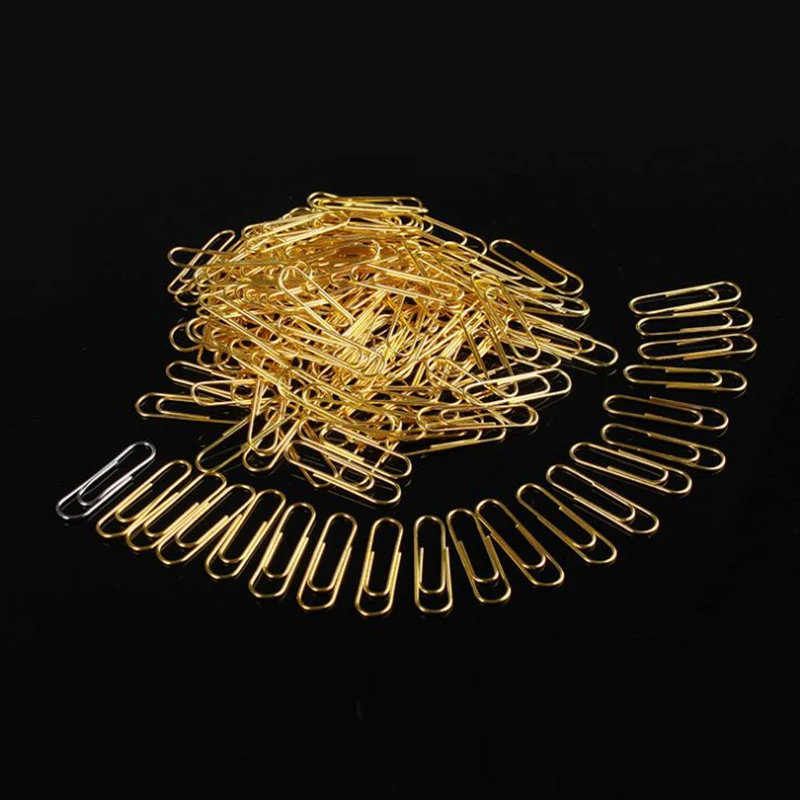 Clipe de papel dourado 50 peças, clipe de metal adesivo preto aperto