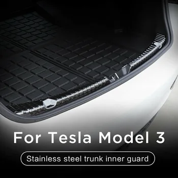 

Black Auto Bumper Protector Guard Trim Anti Scratch Rear Trunk DIY Car Accessories Stainless Steel Decorative For Tesla Model 3