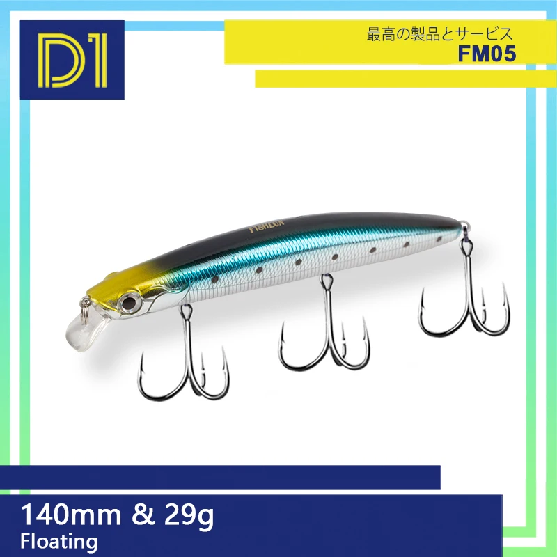 

D1 floating minnow 120mm 19g 140mm 29g trolling hard lure pescafor trout fishing bait lures FM05 isca artificial
