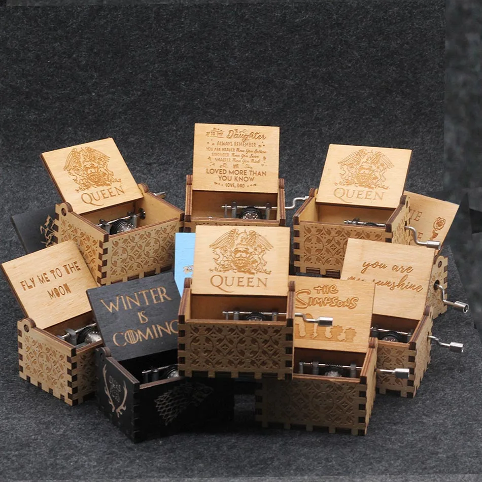 

Wooden Hand Crank Simpson Game Of Thrones Star Wars Music Box Theme Wooden Music Box