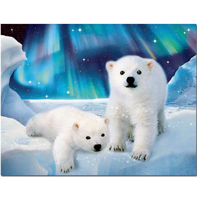 5D DIY diamond embroidery Polar bear diamond painting Cross Stitch full square round Rhinestone mosaic home decoration JS5227