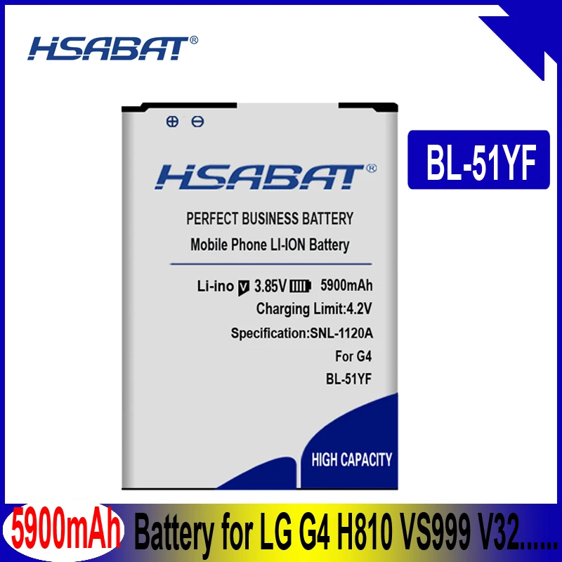 HSABAT 5900 мА/ч, Батарея для LG G4 BL-51YF BL-51YH H815 H811 H810 VS986 VS999 US991 LS991 F500 G Stylo F500 F500S F500L F500K