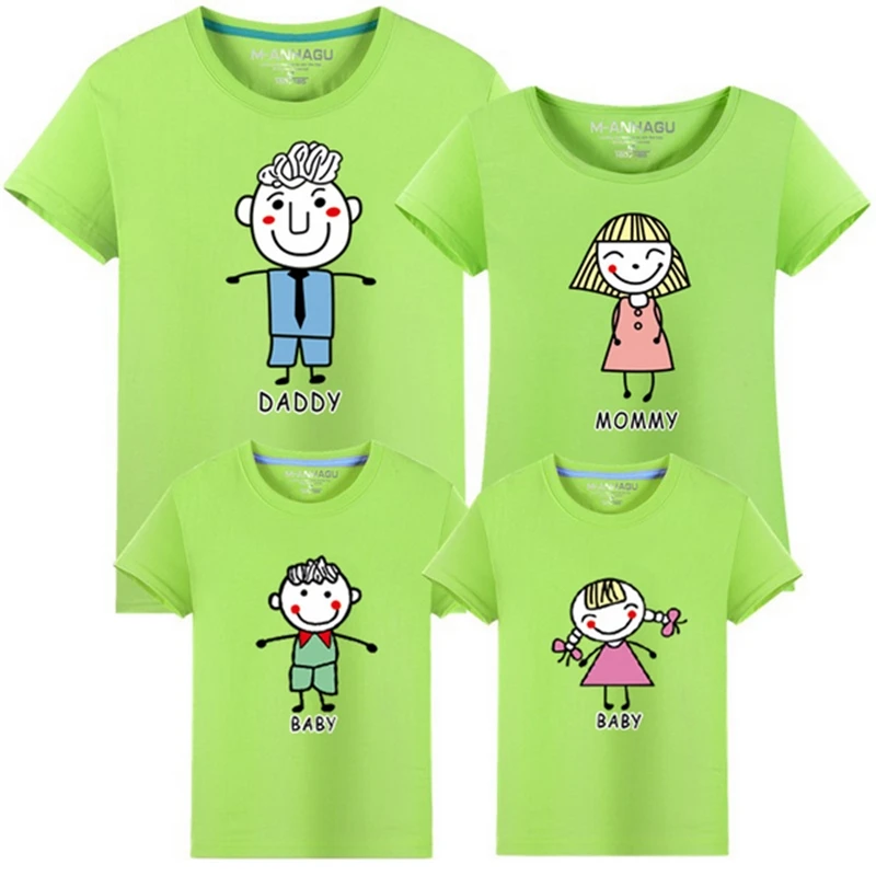Grass Green Одежда для мамы и дочки; Одинаковая одежда для папы и сына; одежда для всей семьи с героями мультфильмов; футболка для папы, мамы и мальчика - Цвет: Grass Green