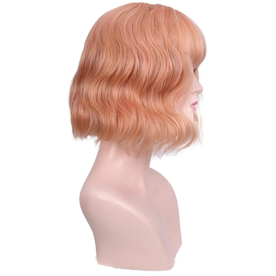 MUMUPI, короткий волнистый парик с челкой, Микс, оранжевый, розовый, синтетические парики для женщин, Лолита, косплей, парики, женские, на каждый день, вечерние волосы