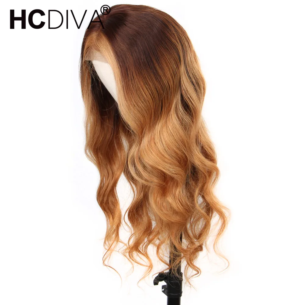 Объемная волна 4/27 парик на кружеве 150% бразильские человеческие волосы Remy парик 13*4 коричневый парик на кружеве человеческие волосы Средний рацион для женщин - Цвет: Омбре