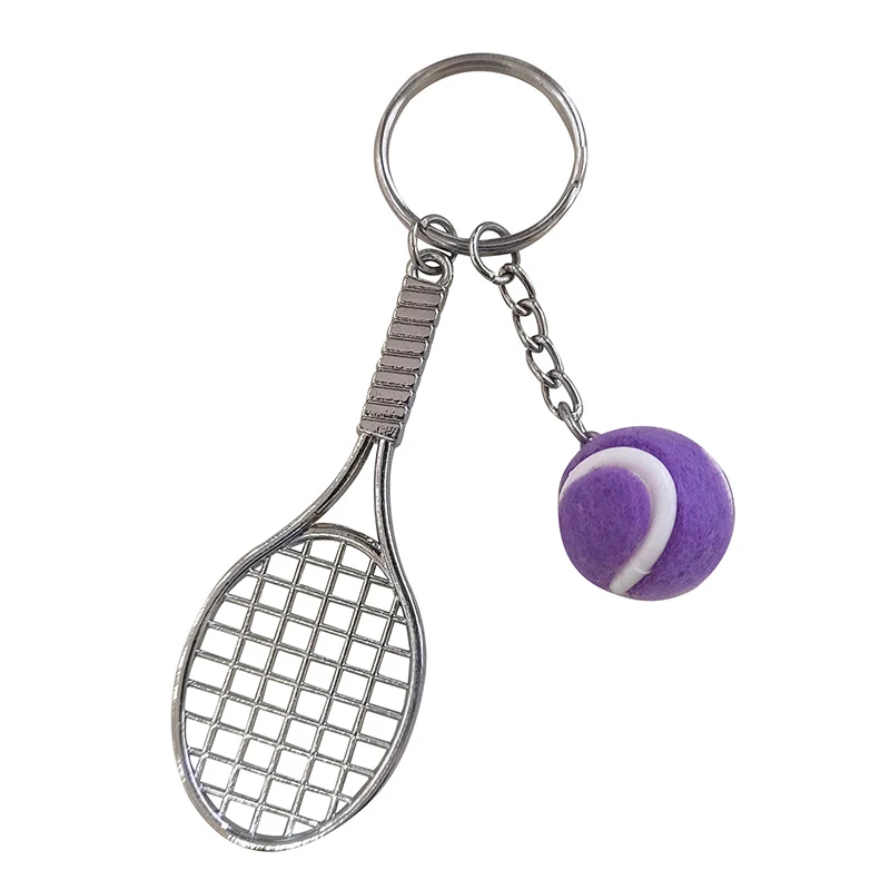 Tennis Ball & Racket Charm Pendant Sports Keyring Keychain Key Ring Chain Gift