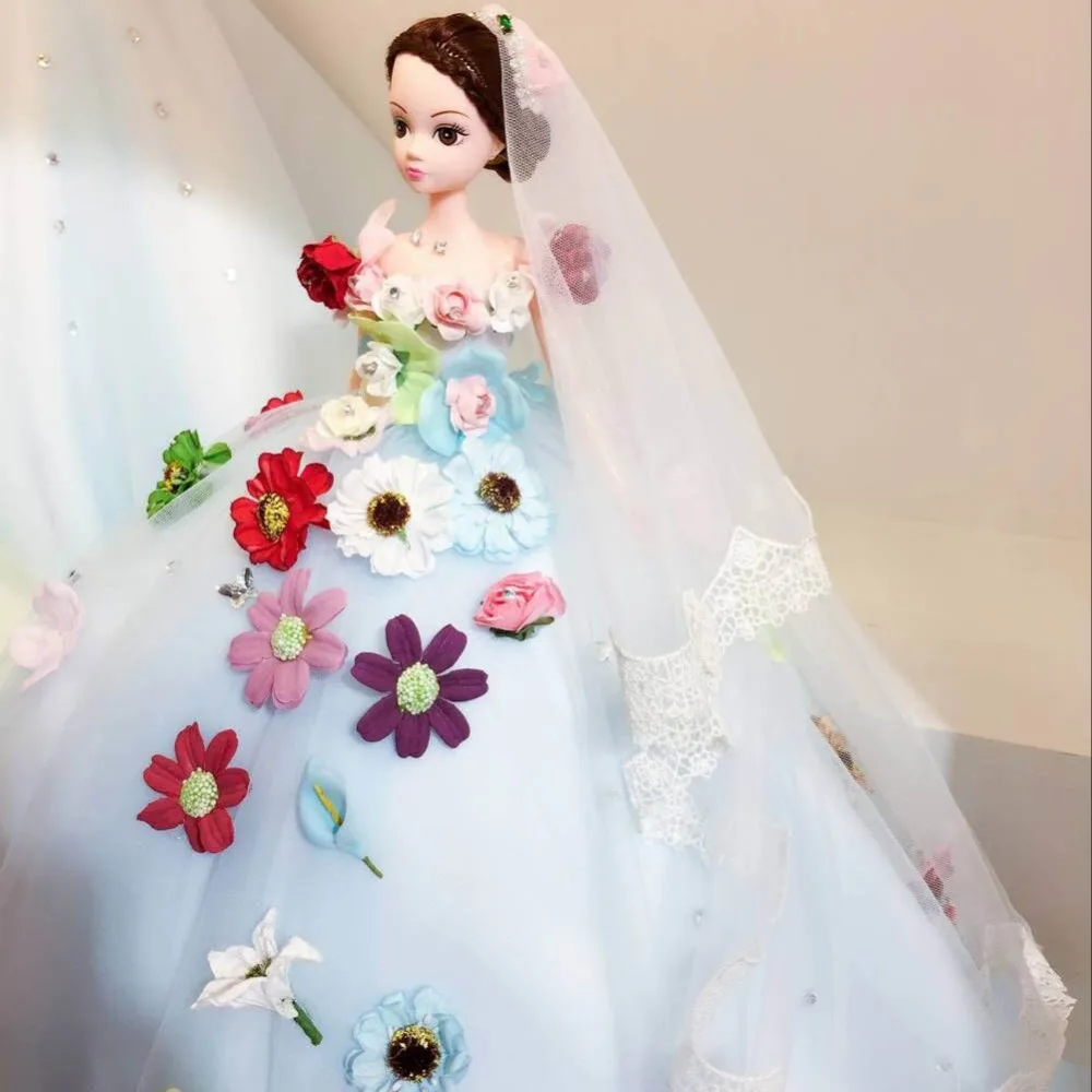 70cm Flower Fairy Doll With High Quality Handmade Wedding Dress Luxury Flower Princess Girl Child Present Decorative ornaments