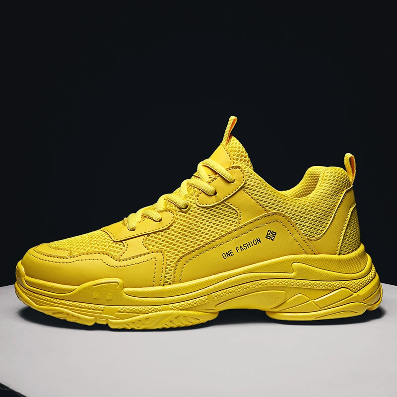 FTROCHB/модные брендовые мужские кроссовки; удобная Уличная Повседневная обувь для мужчин; Высококачественная Нескользящая Мужская обувь; zapatos hombre - Цвет: Цвет: желтый