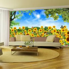 Милый Подсолнух с полями, фотообои, идиллический пейзаж, Настенная роспись, фотообои для спальни, гостиной, детской комнаты, домашний декор