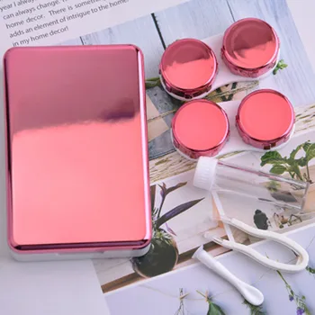 

4 Colors Plating Mirror Contact Lens Case Myopia Beauty Care Box Simple Double Storage Box Eyesware Box Medical Grade Plastics