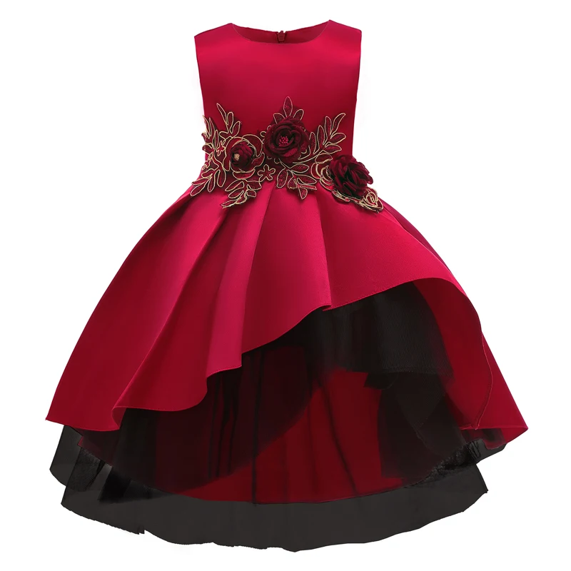 Christmas 2021 Children's Dresses Embroidered Girls Princess Dresses Flower Girls Dress Girls Piano Performance Dovetail Dresses