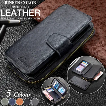 

Retro Zipper Leather Purse Case for iPhone XS 11 Pro Max XR X SE 2020 8 7 6 6S Plus Coque Magnetic Wallet Multi Card Cover Cases