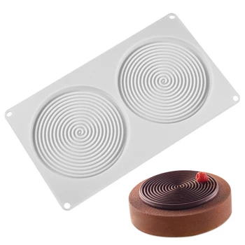 

2 Cavity Mosquito Coil Spiral Silicone Cake Mold for Chocolate Mousse Cream Pastry Dessert Bakeware Pan Decorating Baking Tools