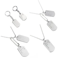 Military Army Tactical Engraving Name ID Tags Cards Pendant Man Necklace&Pendants Stainless Steel Fashion Keychain Men Jewelry 6