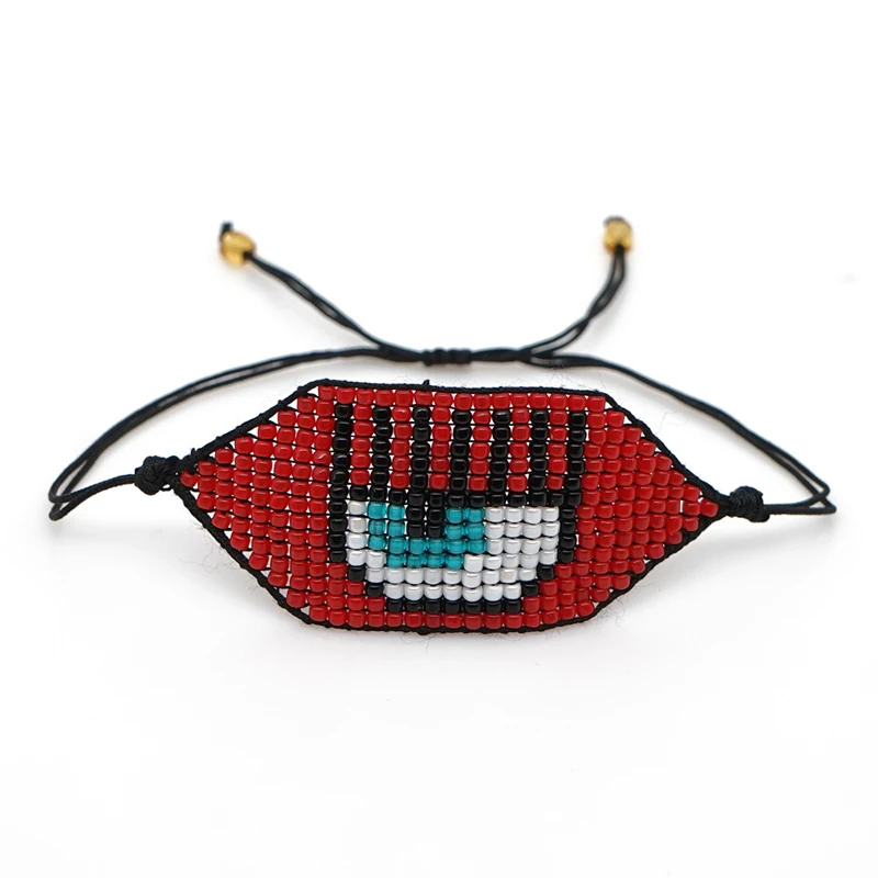 Женский браслет Boho Evil Eye красный бисер регулируемые браслеты с шармами плетеные