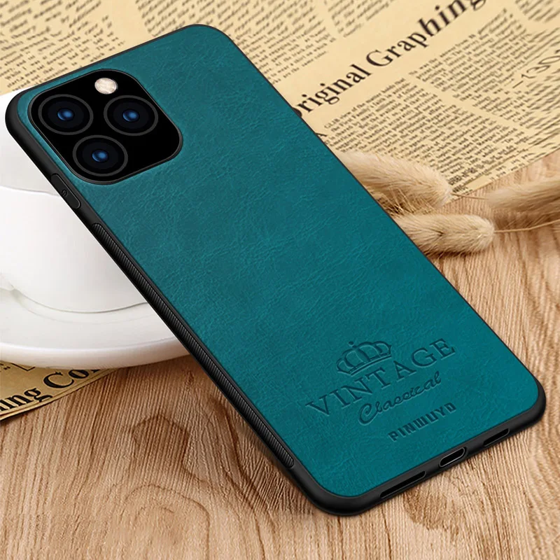 Зеленый Для iPhone 11 Pro Max 6,5 ''PINWUYO чехол для iPhone 11 6,1'' ретро кожаный мягкий край Жесткий Чехол для iPhone 11 Pro 5,8'' - Цвет: Зеленый