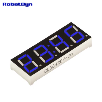 

5pcs = 4-Digit 7-segments LED Display tube, clock/doubledots, BLUE, disp. size 50x19mm, 0.56"