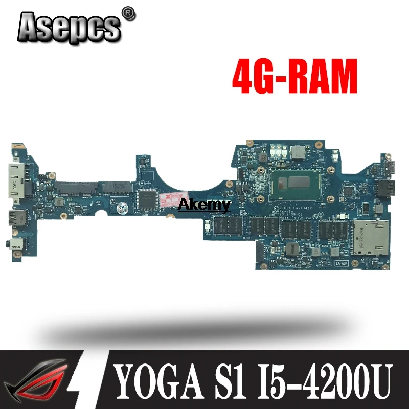 ZIPS1 LA-A341P материнская плата для ноутбука lenovo ThinkPad YOGA S1 оригинальная материнская плата 4G-RAM I5-4200U