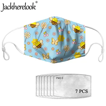 

Jackherelook Hot Sales Face Mouth Masks Men Cartoon Bee Pattern Washable Fashion Dust-Proof Respirator Masks with Filters 2020