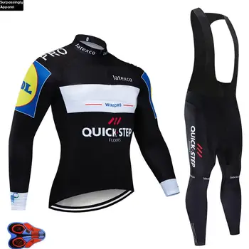 

2019 Newest BLACK Quick Step Cycling Jersey Set Pro Long Sleeve MTB Bicycle Clothing Men Ropa Maillot Ciclismo Bicycle Wear 16D