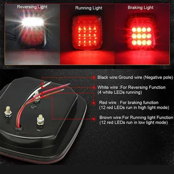 

Accessories Car LED Lights Square Stop Backup 16LED Marker Taillight Lamp