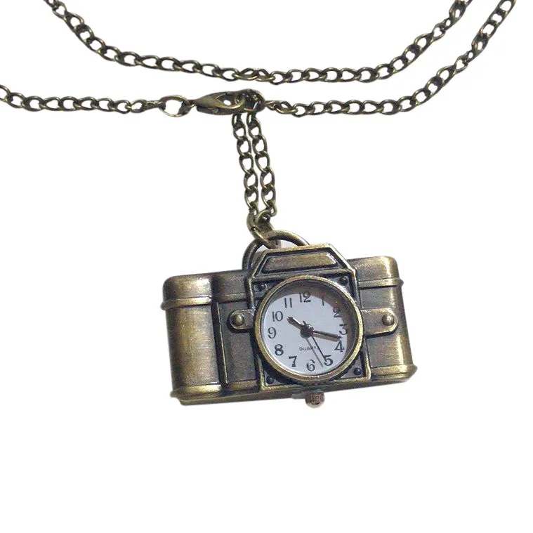 Карманные часы Винтаж унисекс античная бронза камера дизайн кулон часы кварцевые Ожерелье Подарок Montre Infirmiere покупка 40 - Цвет: as photo