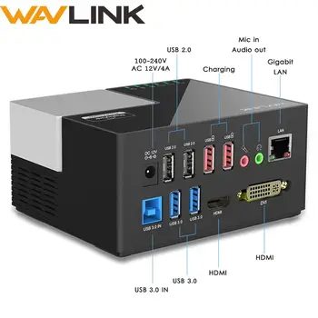

Wavlink Universal USB 3.0 Docking Station Dual Video Display 1080P HDMI/DVI /VGA/Gigabit Ethernet Dock for Laptop Tablet