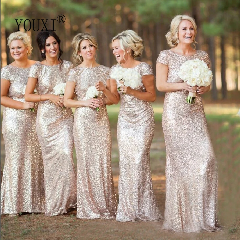 Champagne Sequin Bridesmaid Dresses ...