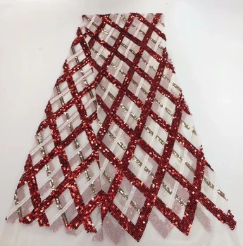 

Sequins Lace Fabric 2019 High Quality African Tassel Lace Fabric Wholesale French Sequins Net Lace Fabric For Women Dress