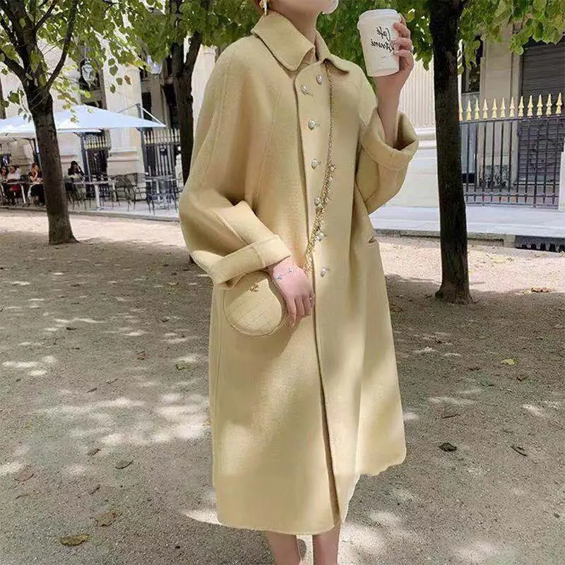 Женское шерстяное пальто выше колена Осень-зима 2019 Корейская версия нового