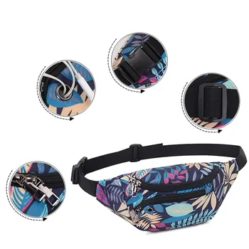 

Women's Printed Waterproof Chest Bags Trend Nylon Zipper Messenger Bag Outdoor Travel Waist Bag Phone Bag fanny pack riñonera