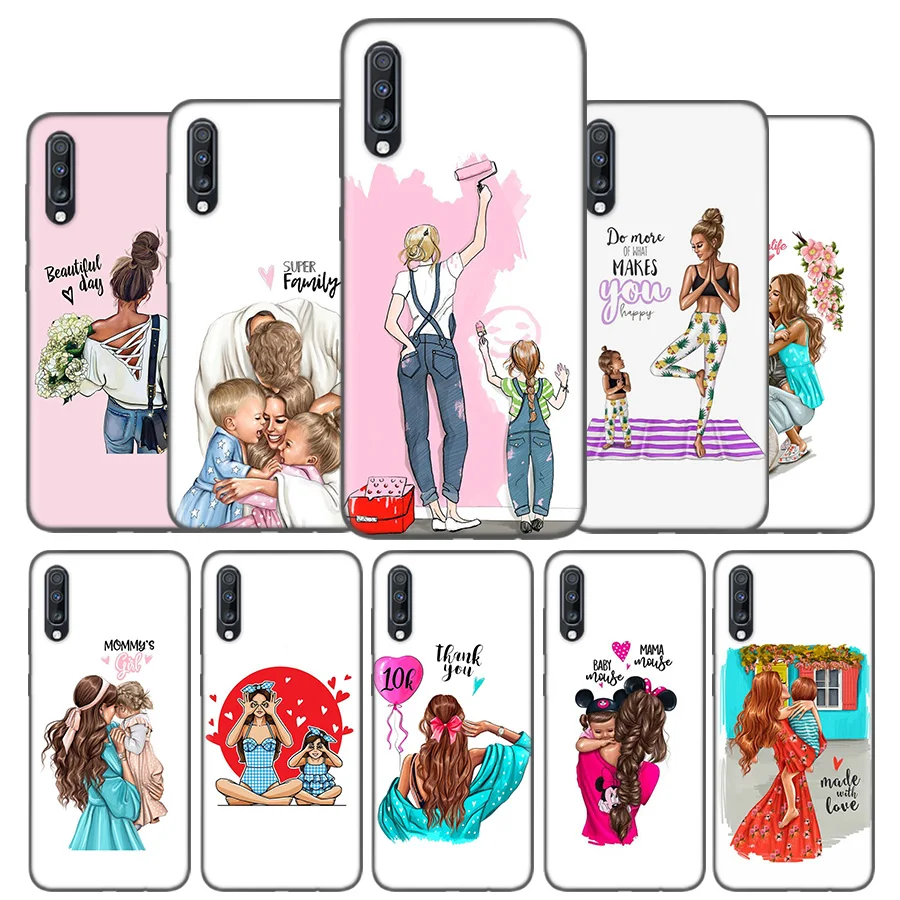 

Silicone Case Cover For Samsung Galaxy A50 A80 A70 A40 A30 A20 A20e A10 A9 A8 A7 A6 Plus 2018 Note 10 9 8 Super Mom Dad And Baby