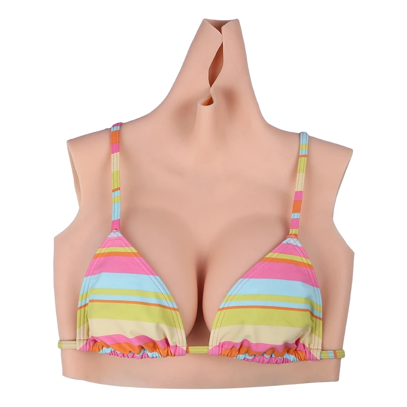 B CUP Short High Collar Neck Fake Artificial Boob Realistic Silicone Breast Forms Crossdresser Shemale Transgender Drag Queen 4G |