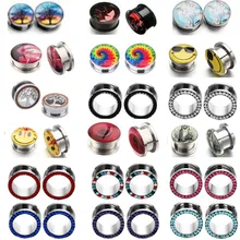 1 пара из нержавеющей стали циркон затычки для ушей и расширитель для туннелей диаметры для ушей расширитель ушей кожный пирсинг Стад dilataciones oreja