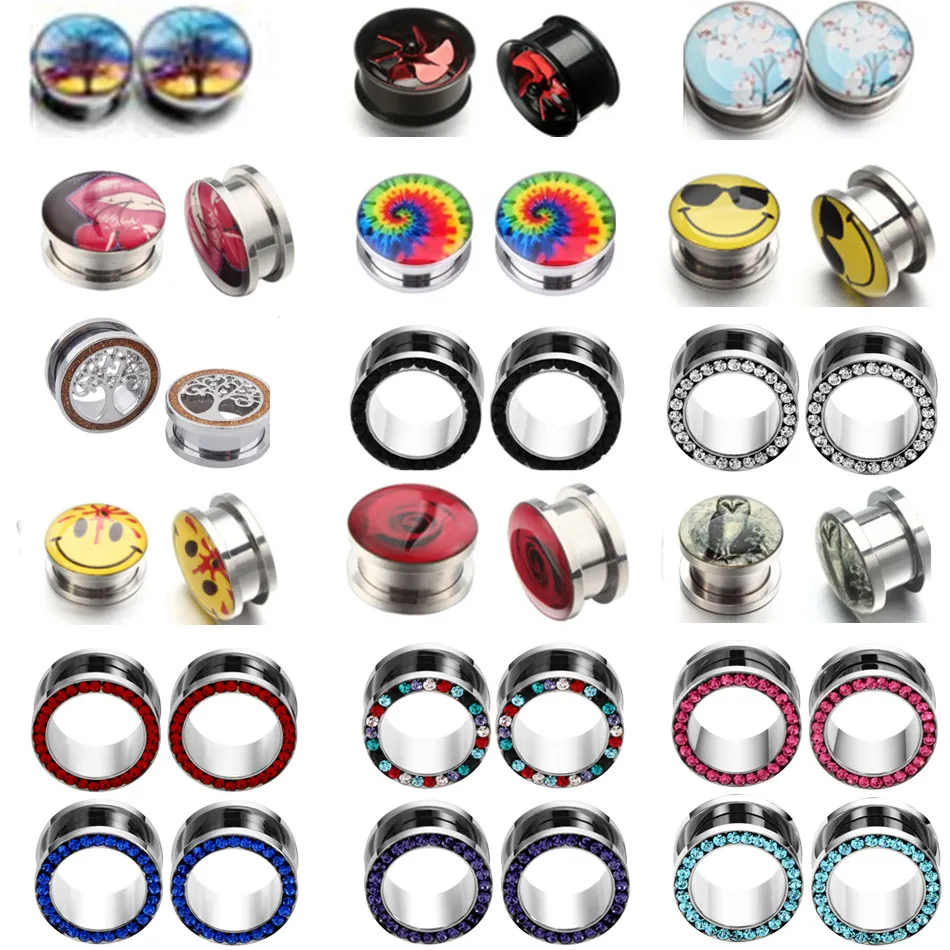 1PairStainlessSteelZirconEarPlugsandTunnelsEarExpandersReamer