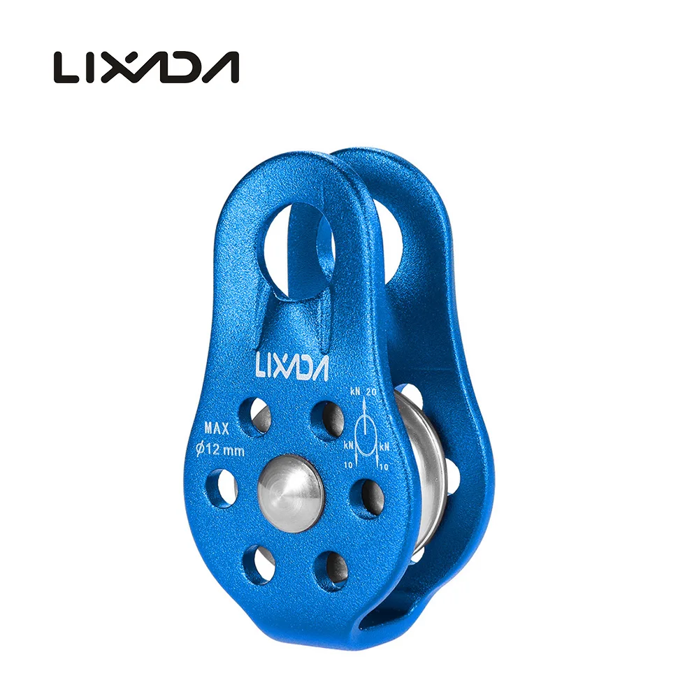 Lixada 20KN фиксированная Шестерня альпинистская скала фиксированный одиночный шкив скалолазание спасательная высокая высота перевозки одиночный шкив - Цвет: Синий