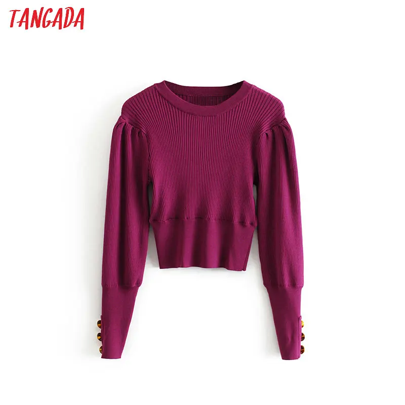 Vente Femmes solide tricoté pull récolte 2019 automne hiver à manches longues dame violet pulls femme tricots 3H342