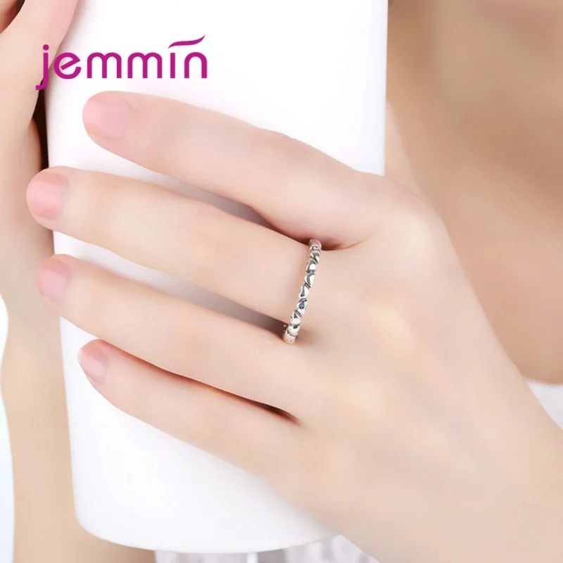 100% Solid Sterling Silver  Love Heart Finger Ring Romantic Love Wedding Engagement Ring For Women Original Jewelry Gift 2