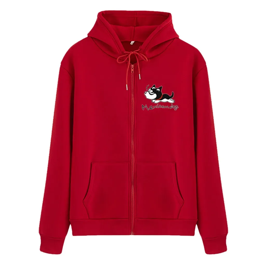 

Autumn Women Sweatshirt Woman Fashion Casual Loose O-Neck Cat Print Zipper Hoodie Printed Pullove Coat polerones mujer 2019