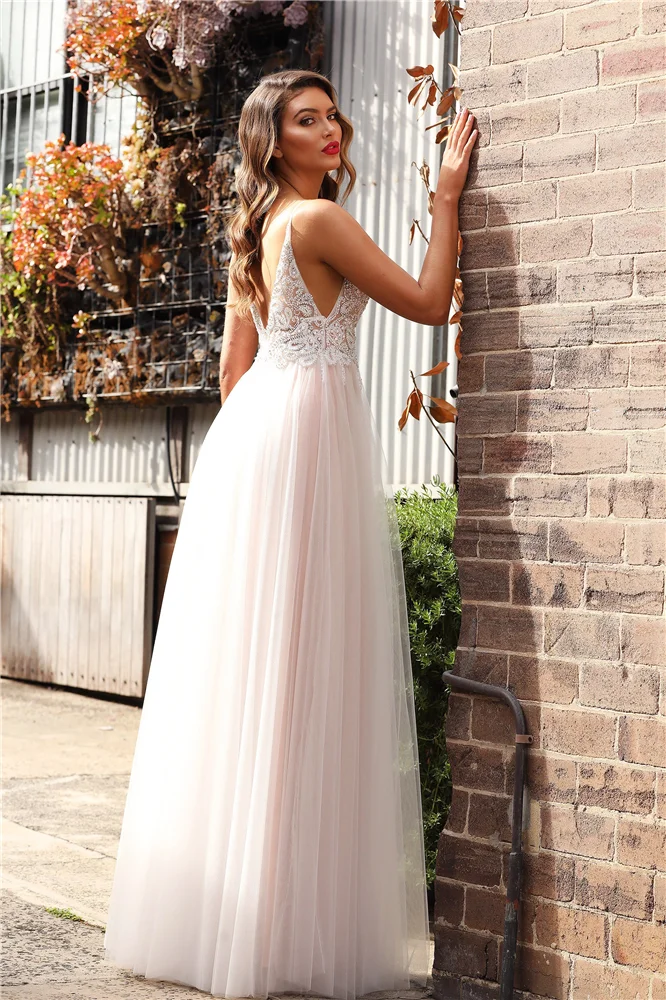 Vestido Formatura, платья на тонких бретельках для выпускного вечера, длинные тюлевые кружевные аппликации из бисера, Vestidos De Gala, платье с Боковым Разрезом