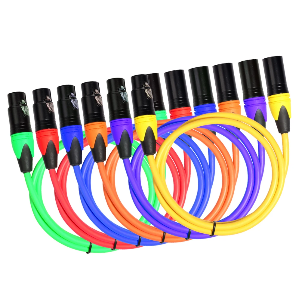 XLR M To XLR F 3 Pin Better Contacts Balanced Microphone Audio Cable 6 Colors 6 Ft