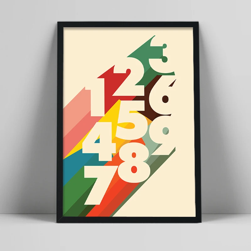 Modern Bauhaus Colourful Prints Minimalist Number Posters Educational Canvas Painting Nursery Wall Art Pictures Kids Room Decor | Дом и сад