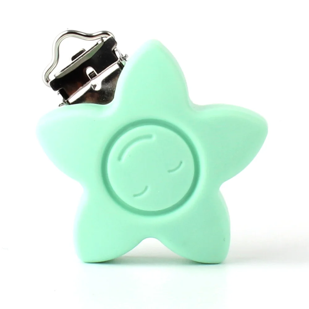 Keep&Grow 10pcs Star Shaped Pacifier Clips Holder Baby Teething Toys BPA Free Baby Teethers Handmade Nipple Chain Accessories - Color: 38 Mint