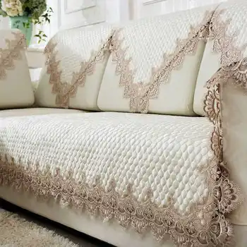 

Quited Solid Lace Jacquard Sofa Cover Couch Slipcover Furniture L Shape Protector 2 3 4 Seater Non-slip for All Season Europe