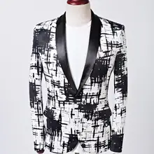 Мужской приталенный пиджак с принтом чернил, вечерние, для банкета, в стиле рок, хип-хоп, блейзер для певца, костюм для выступлений, пальто, последняя одежда