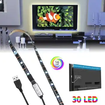 

USB LED Strip lamp RGB 5050 DC5V Flexible LED light Tape Ribbon 1M HDTV TV Desktop Screen Backlight Bias lighting