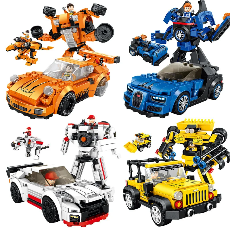 

Panlos Blocks 1 to 3 Type Deformation Robot Racing Car Building Blocks DIY Toys For Children Constructor Models Action Figure