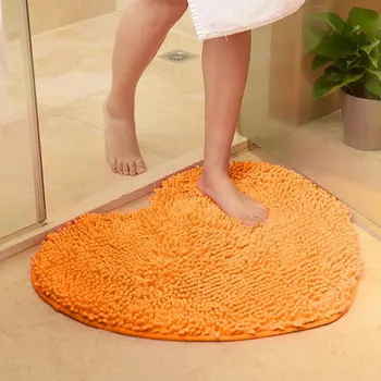 

11 Colors Heart-Shaped Bathroom Anti-Slip Mats Romantic Home Decor Floor Mat Chenille Bath Carpet Toilet Doormat New Bath Rugs