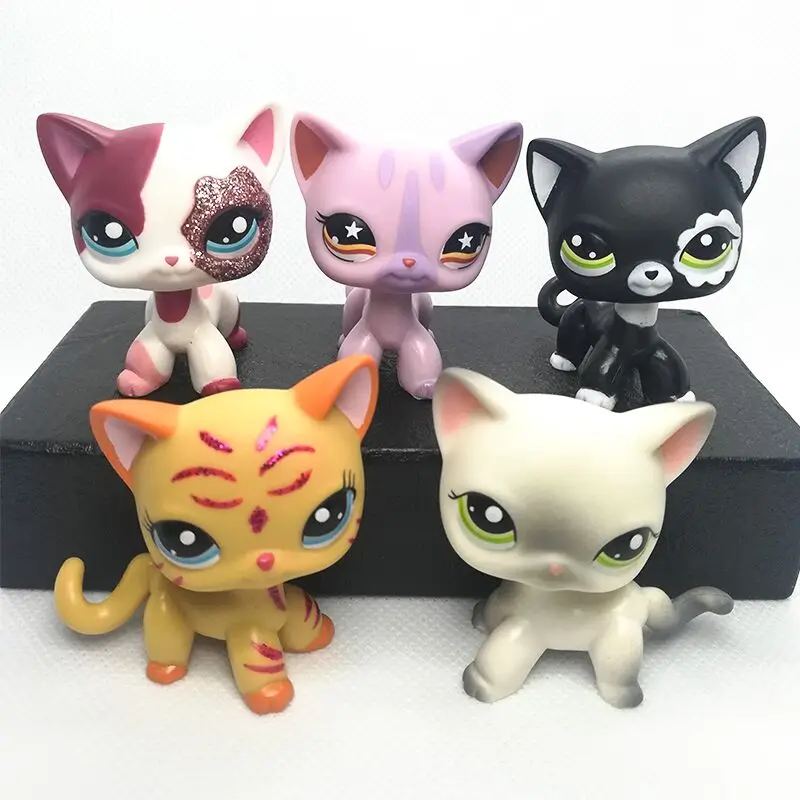 Collie+Spaniel+Dachshund+Great Dane 5pcs Littlest Pet shop lot LPS toys Cat 
