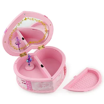 

Peach Heart Shape Ballerina Music Box Creative Gifts for Kids with Light Clockwork Toy Kids Children for Christmas Birthday